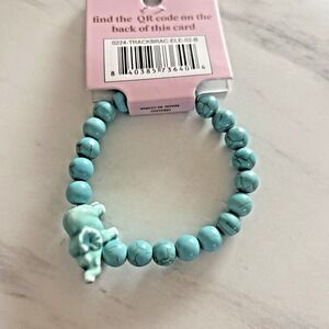 Simply Southern Conserve Protect Tracking Elephant Bracelet Agate Stone Aqua #4